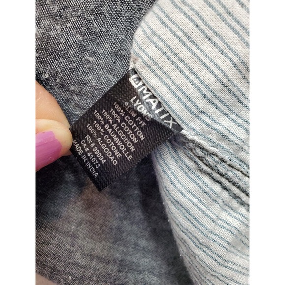 Matix Shirt Mens Large Gray Slim Fit Long Sleeve Chest Pocket Collar Button Down - Picture 7 of 9